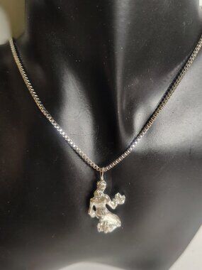 Vintage MONET Rare Signed Silver Tone Virgo Zodiac Pendant Necklace 1970s